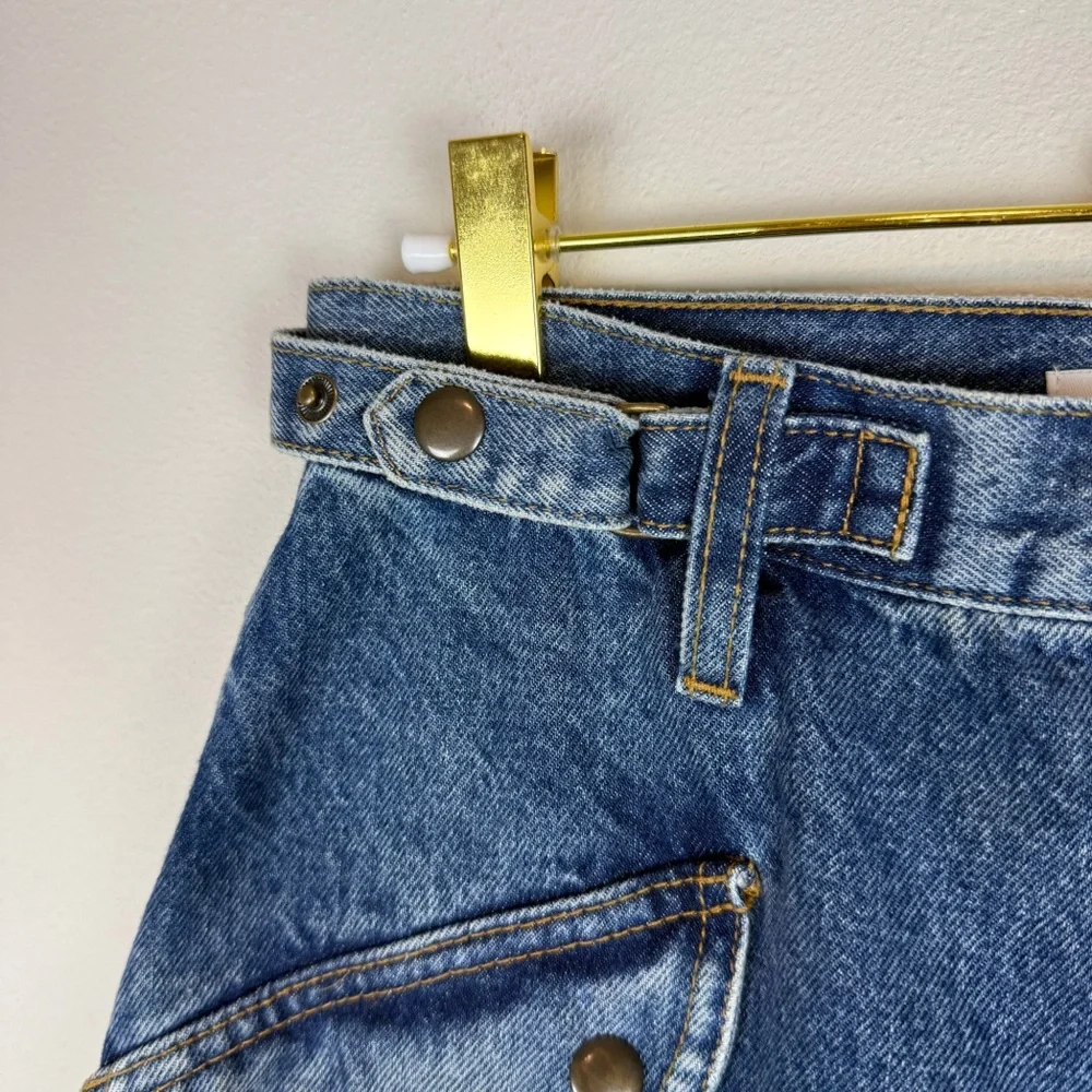 Re/Done Racer Denim Cargo Mini Skirt Moto Speedway Size‎ 27
